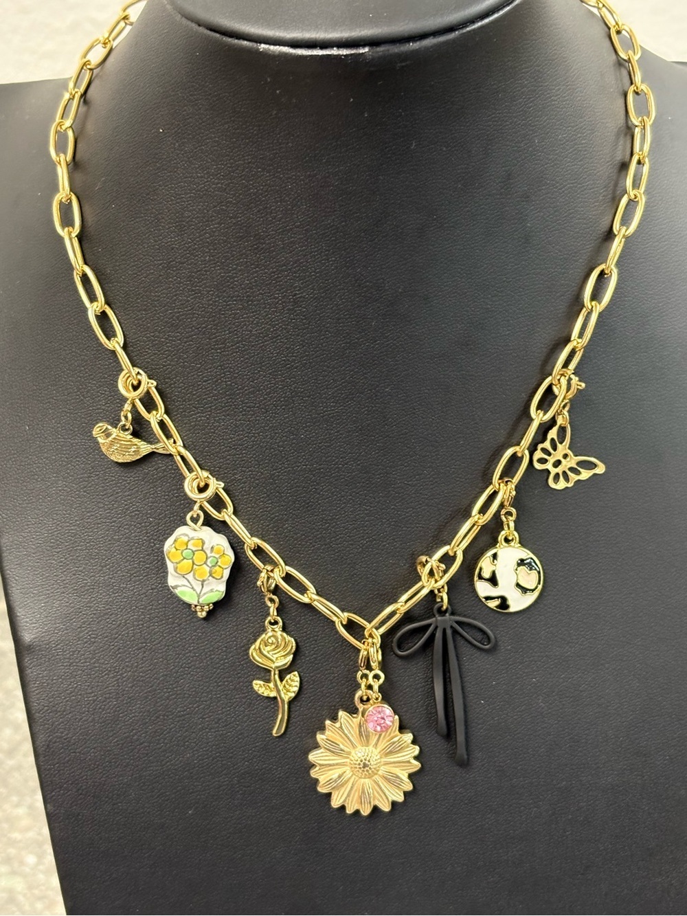 Plunder Gold Tone Charm Necklace “Birdie” Private Label 16-18”